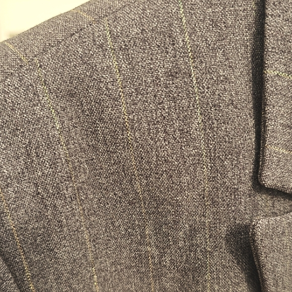 Elegant Womens Pants Suit 18W Brown Pinstripe Lined Double Breast Career Office - Picture 6 of 16